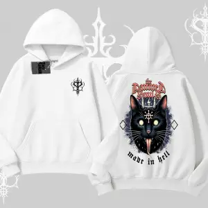 Gothic Cat Made in Hell Baskılı Sweatshirt Kapşonlu Sweatshirt