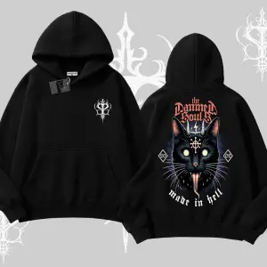 Gothic Cat Made in Hell Baskılı Sweatshirt Kapşonlu Sweatshirt