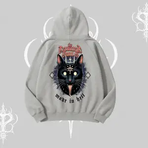 Gothic Cat Made in Hell Baskılı Sweatshirt Kapşonlu Sweatshirt