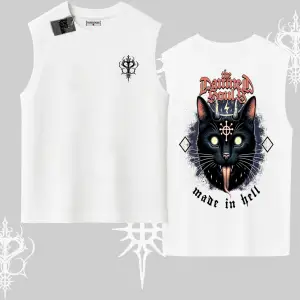 Gothic Cat Made in Hell Baskılı Sweatshirt Kolsuz Tshirt