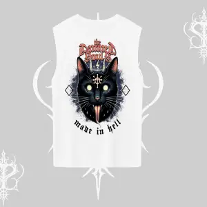 Gothic Cat Made in Hell Baskılı Sweatshirt Kolsuz Tshirt