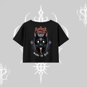 Gothic Cat Made in Hell Baskılı Sweatshirt Oversize Crop Tshirt