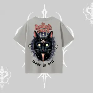 Gothic Cat Made in Hell Baskılı Sweatshirt Oversize Tshirt