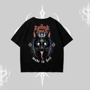 Gothic Cat Made in Hell Baskılı Sweatshirt Oversize Tshirt