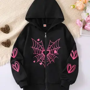Gothic kalp baskılı oversize fermuarlı sweatshirt siyah