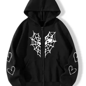 Gothic kalp baskılı oversize fermuarlı sweatshirt siyah