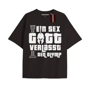 GOTT VERLASST DEN OLYMP Unisex Oversize Yazılı Tshirt SİYAH