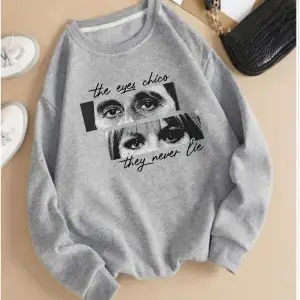 Gözler yalan söylemez oversize sweatshirt Bisiklet yaka gri