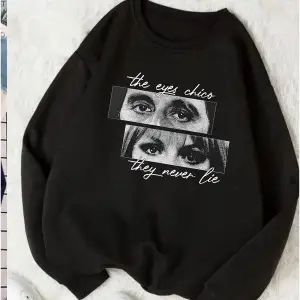 Gözler yalan söylemez oversize sweatshirt Bisiklet yaka siyah