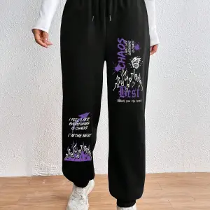 Graphic Drawstring Waist 4 Mevsim Eşofman