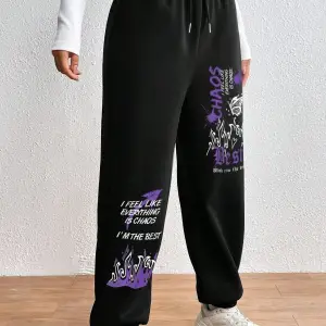 Graphic Drawstring Waist 4 Mevsim Eşofman