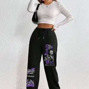 Graphic Drawstring Waist 4 Mevsim Eşofman