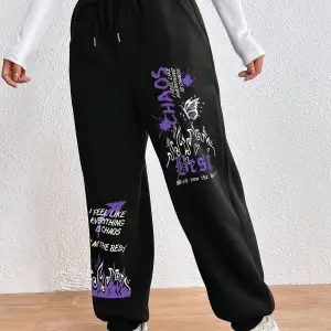 Graphic Drawstring Waist 4 Mevsim Eşofman