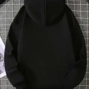 Graphic Print Kangaroo Pocket Drawstring Hoodie Siyah