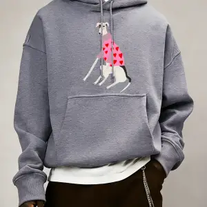 Greyhound Kazak Giyen Baskı Erkekler Sonbahar Sıcak Polar Kapüşonlular Gevşek Yumuşak Uzun Ko