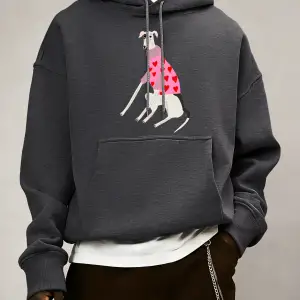 Greyhound Kazak Giyen Baskı Erkekler Sonbahar Sıcak Polar Kapüşonlular Gevşek Yumuşak Uzun Ko