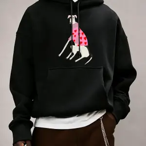 Greyhound Kazak Giyen Baskı Erkekler Sonbahar Sıcak Polar Kapüşonlular Gevşek Yumuşak Uzun Ko