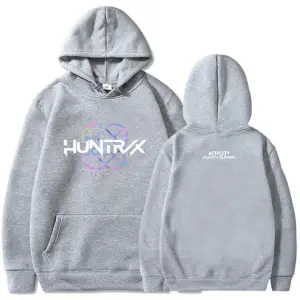 Gri KPop Demon Hunters Huntrix Logosu Hoodie Film, Kaza