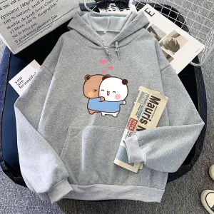 Gri Panda ayı Bubu Dudu Hoodies karikatür Kawaii grafik larler