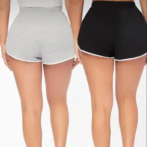 Gri Siyah Penye Kumaş 2li Ipli Penye Şort