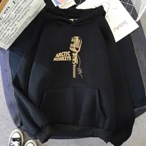 Gri Unisex Harajuku Vintage ARCTIC MONKEYS ses dalga baskılı sonbahar müzik grubu