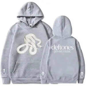 Gri Unisex Özel Müzik Yılan Hoodie Band Deftones Grafik Sonbahar Rahat Uzun