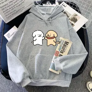 Gri Yavru Malta KöpeğiHoodies Kawaii Grafik iç