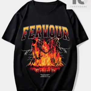 Grunge Punk Erkek Mektup Ateş Grafikli Tişört