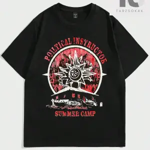 Grunge Punk Erkek Mektup Grafikli Tişört