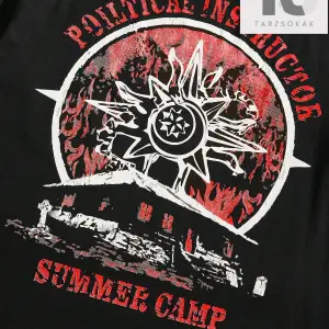 Grunge Punk Erkek Mektup Grafikli Tişört