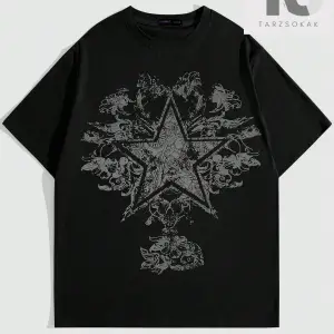 Grunge Punk Erkek Yıldız Baskılı Tişört