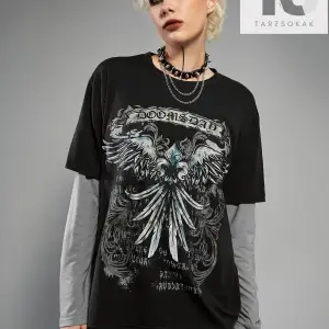 Grunge Punk Harf Grafik Tişört