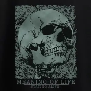 Grunge Punk Skull & Letter Graphic Sweatshirt Siyah