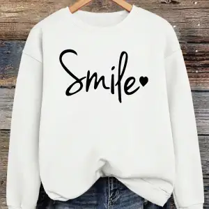 Gülümsemeli Bir Aşk Yaratın Aşkın Işığını Yaratın Sweatshirt Kadın Bol Spor Kapüşonlu Üstler