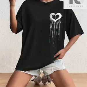 Günlük Baskılı Desen Yuvarlak Yaka Kısa Kollu Bol Kesim Tişört