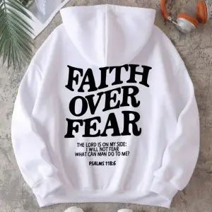 Günlük Kadın Kapüşonlu Üstleri Korku Üzerinde İnanç Yazılı Baskılı Sweatshirtler Polar Sıcak