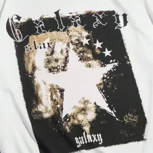 Guys Pamuk Harfli ve Yıldızlı Grafik Harajuku Style