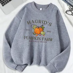 HagridS Kabak Çiftliği Baskılı Tişörtü Kadın Gevşek Rahat Hoodie Polar Sıcak Bisiklet Yaka E