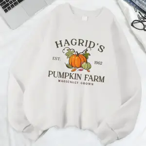 HagridS Kabak Çiftliği Baskılı Tişörtü Kadın Gevşek Rahat Hoodie Polar Sıcak Bisiklet Yaka E