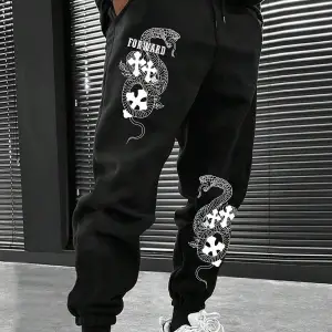 Halloween Cross & Letter Graphic Drawstring Waist Eşofman Altı