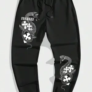 Halloween Cross & Letter Graphic Drawstring Waist Eşofman Altı