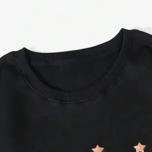 Halloween Letter Graphic Lined Sweatshirt Siyah