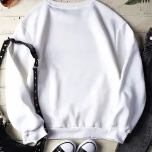 Halloween Print Lined Sweatshirt Beyaz