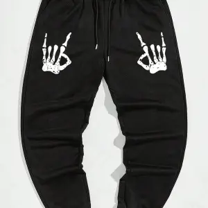 Halloween Skeleton Hand Print Drawstring Waist Eşofman Altı