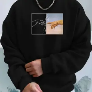 Hands Renkli Oversize Bisiklet Yaka Pamuklu Sweatshirt Beyaz