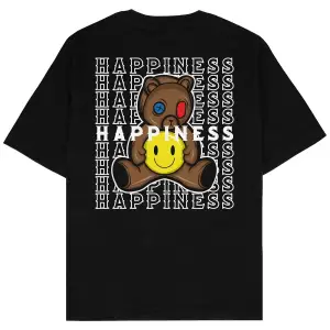 Happiness Siyah Oversize Unisex T-shirt