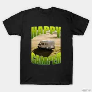 Happy Camper Erkek Kadın Tişörtü %100 Pamuklu Tişörtler Kısa Kollu Üstler 0102-2