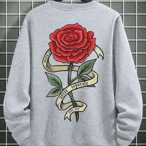 Harajuka Sokak Çiçek Desenli Kazak Beyaz