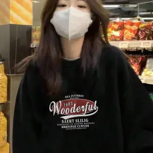 Harfli Grafik Düşük Omuz Oversize Sweat Gri