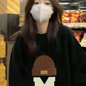 Harfli Grafik Düşük Omuz Oversize Sweat Gri